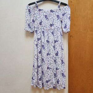 Old Navy Toddler Girls Size 5T White Purple Floral Cold Shoulder Long Maxi Dress